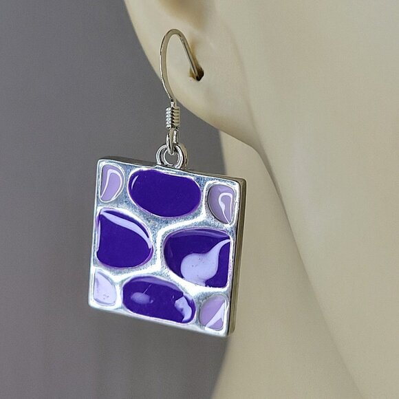 Purple Square Earrings - Picture 1 of 9